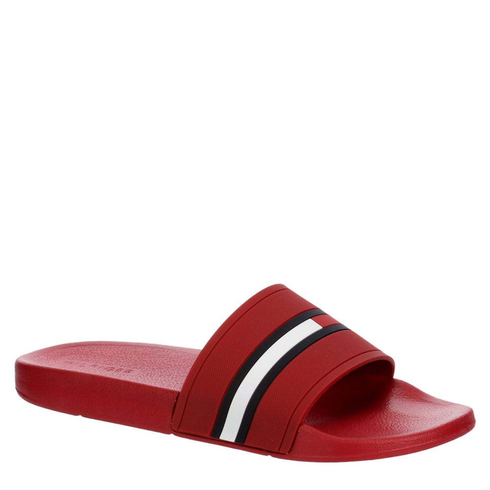 Schuine streep laag Wegrijden Red Tommy Hilfiger Mens Ennis Slide | Sandals | Rack Room Shoes