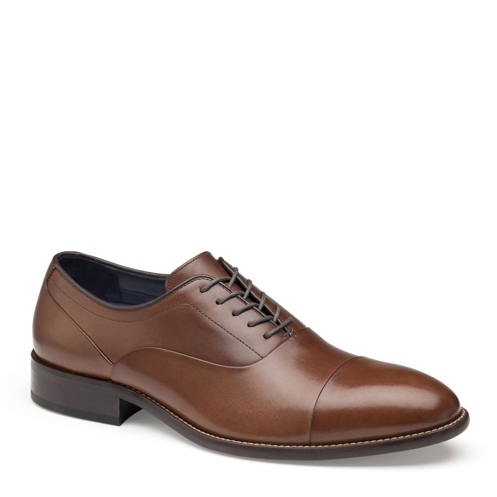 DARK TAN JOHNSTON & MURPHY Mens Stockton Cap Toe Oxford