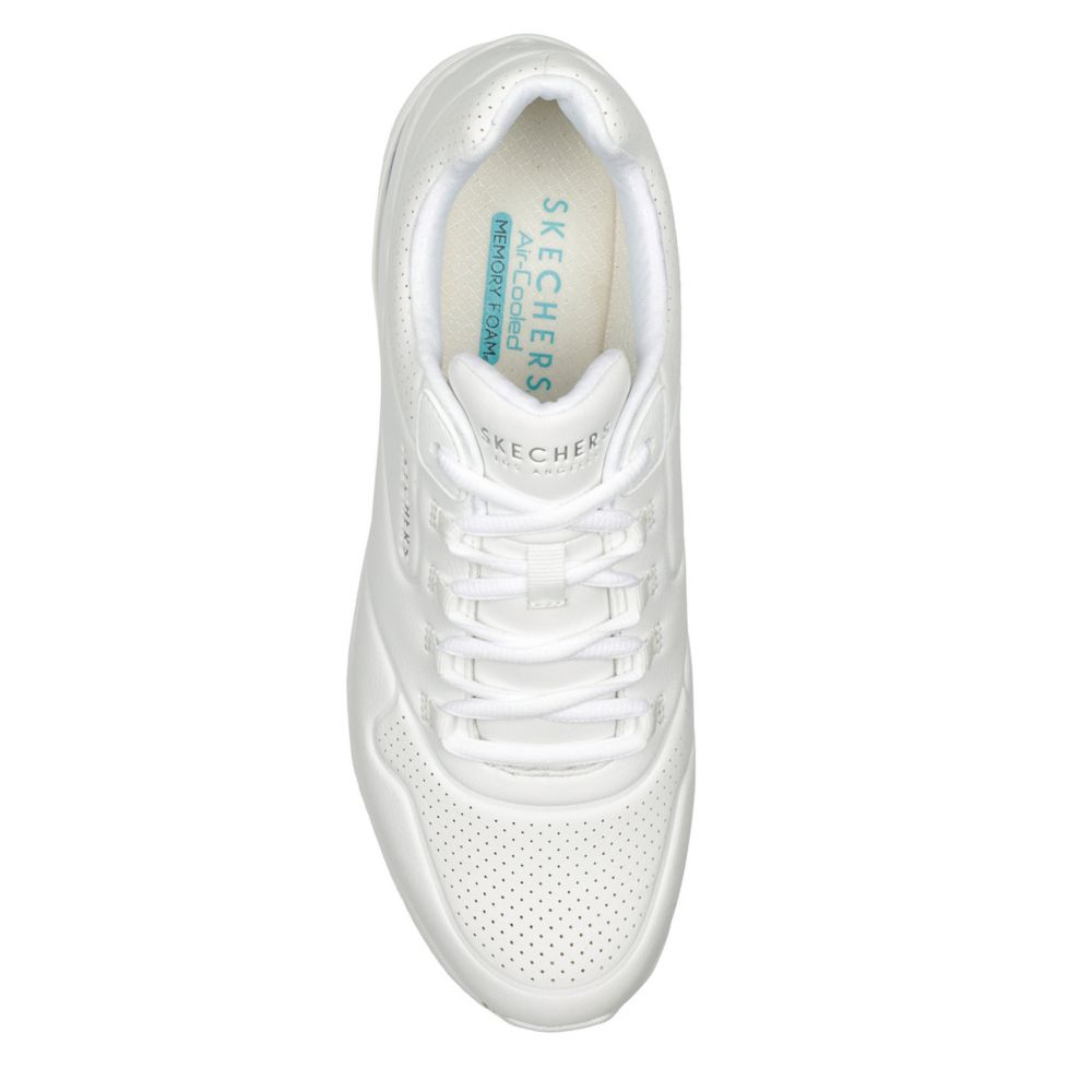 White skechers air cooled memory foam sale