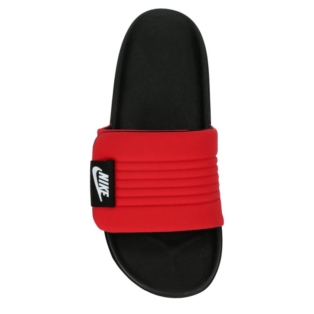 Red and white nike slides deals