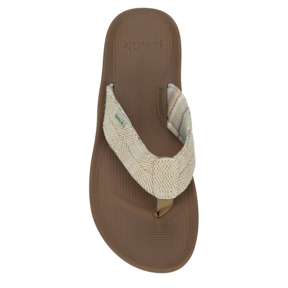 SANUK MENS COSMIC COAST HEMP FLIP FLOP SANDAL BROWN