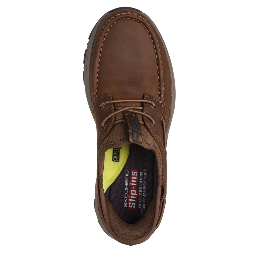 Brown Skechers Mens Slip-ins Shore Thing Boat Shoe | Rack