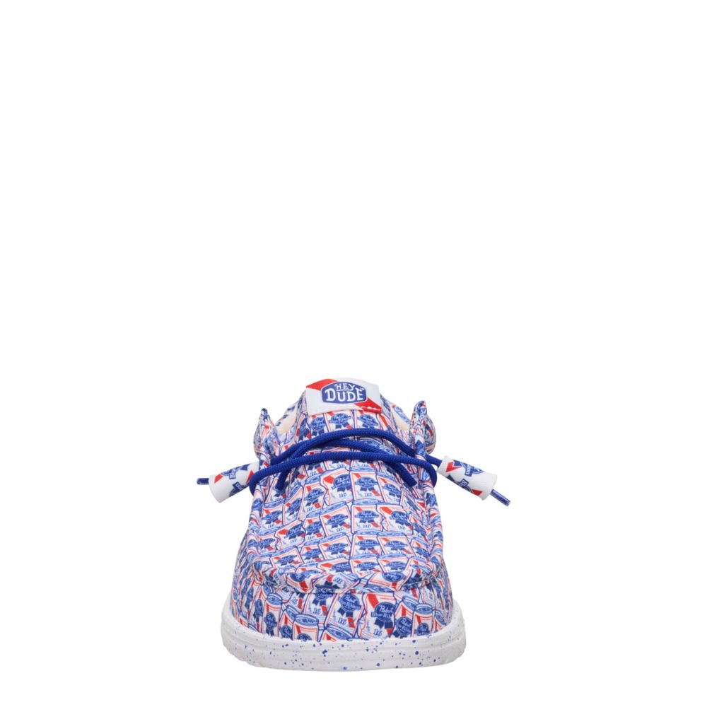HEYDUDE MENS WALLY PABST BLUE RIBBON SLIP ON SNEAKER - RED