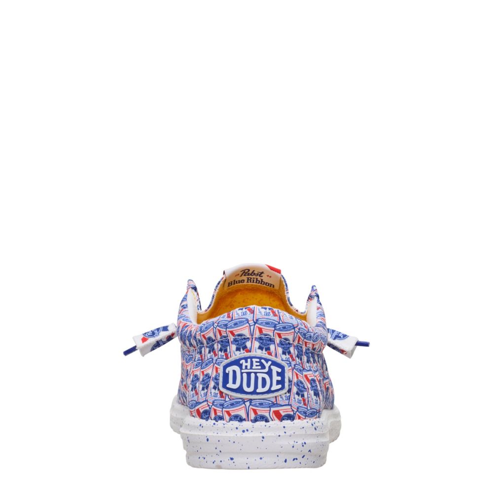 HEYDUDE MENS WALLY PABST BLUE RIBBON SLIP ON SNEAKER - RED