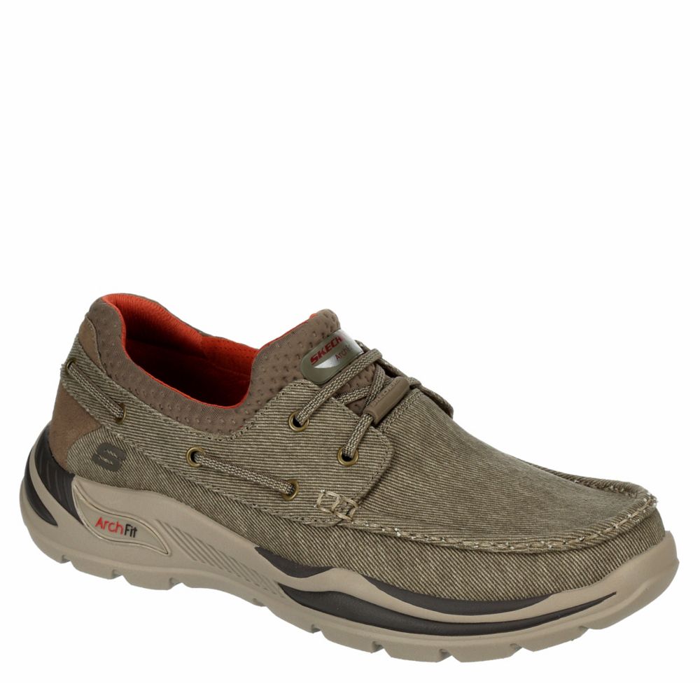 Tan Skechers Mens Motley Arch Fit Slip 