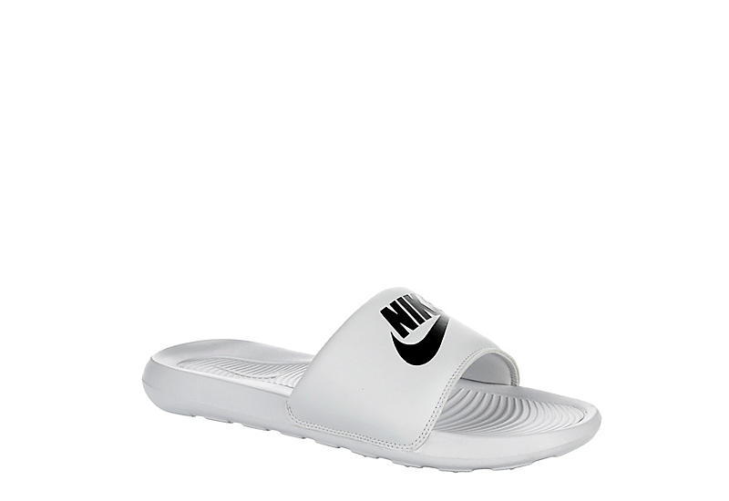 White Nike Mens Victori One Slide Sandal, Sandals