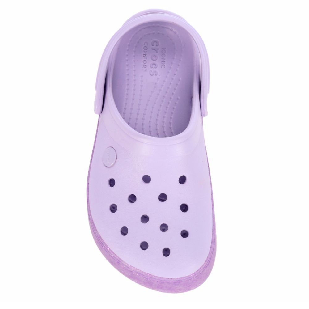 purple platform crocs