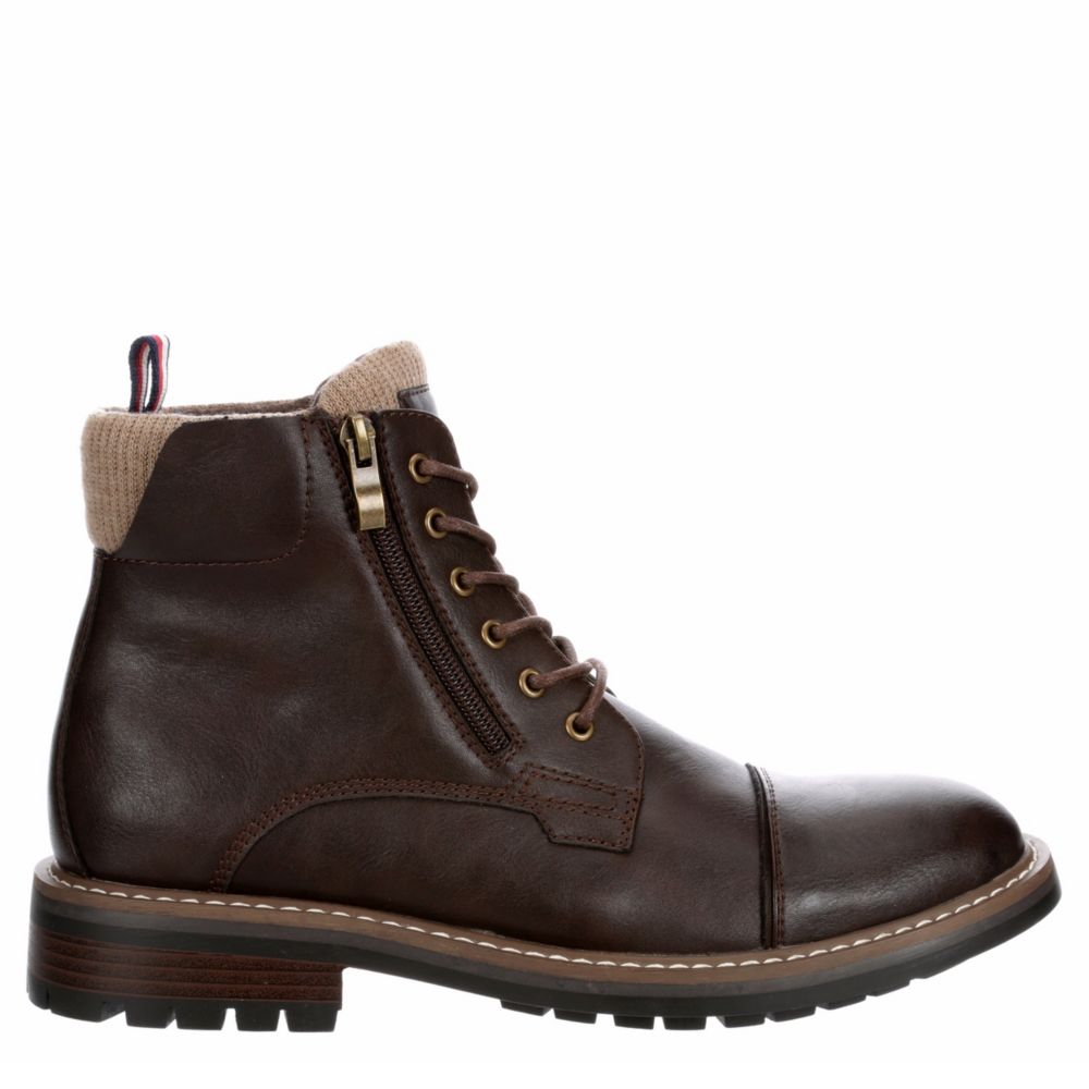 tommy hilfiger brown leather boots