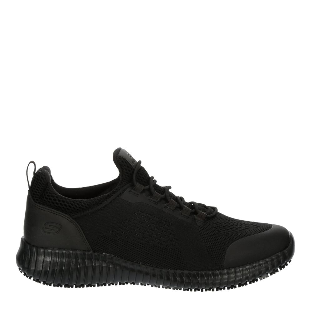 skechers black slip on tennis shoes