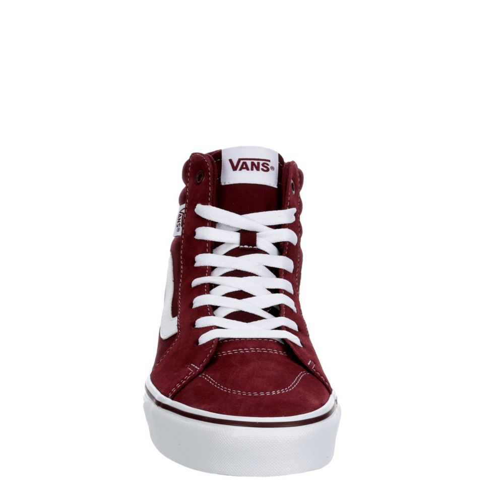 burgundy vans high tops womens