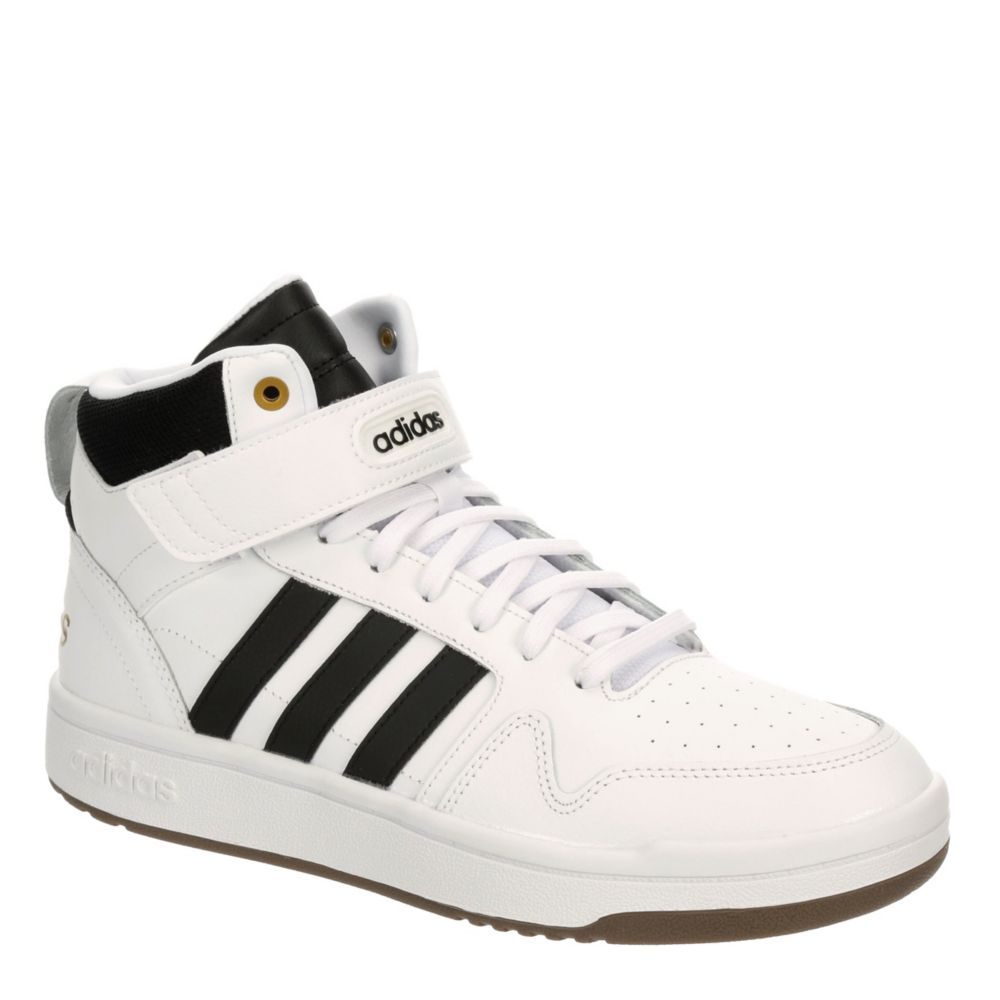 White Adidas Mens Postmove Mid Top Sneaker, Black & White