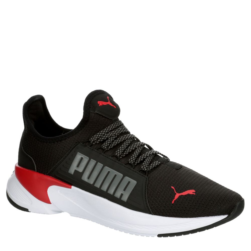 red and black puma sneakers