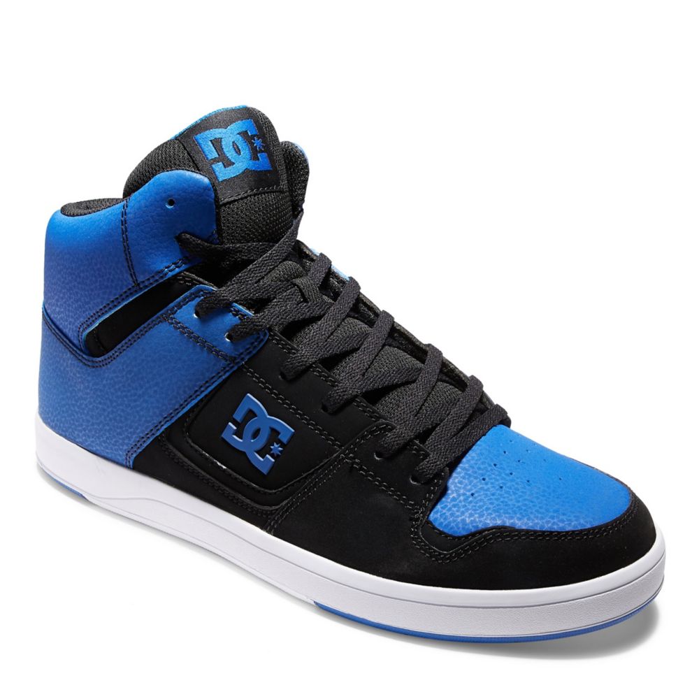 black and blue dc high tops