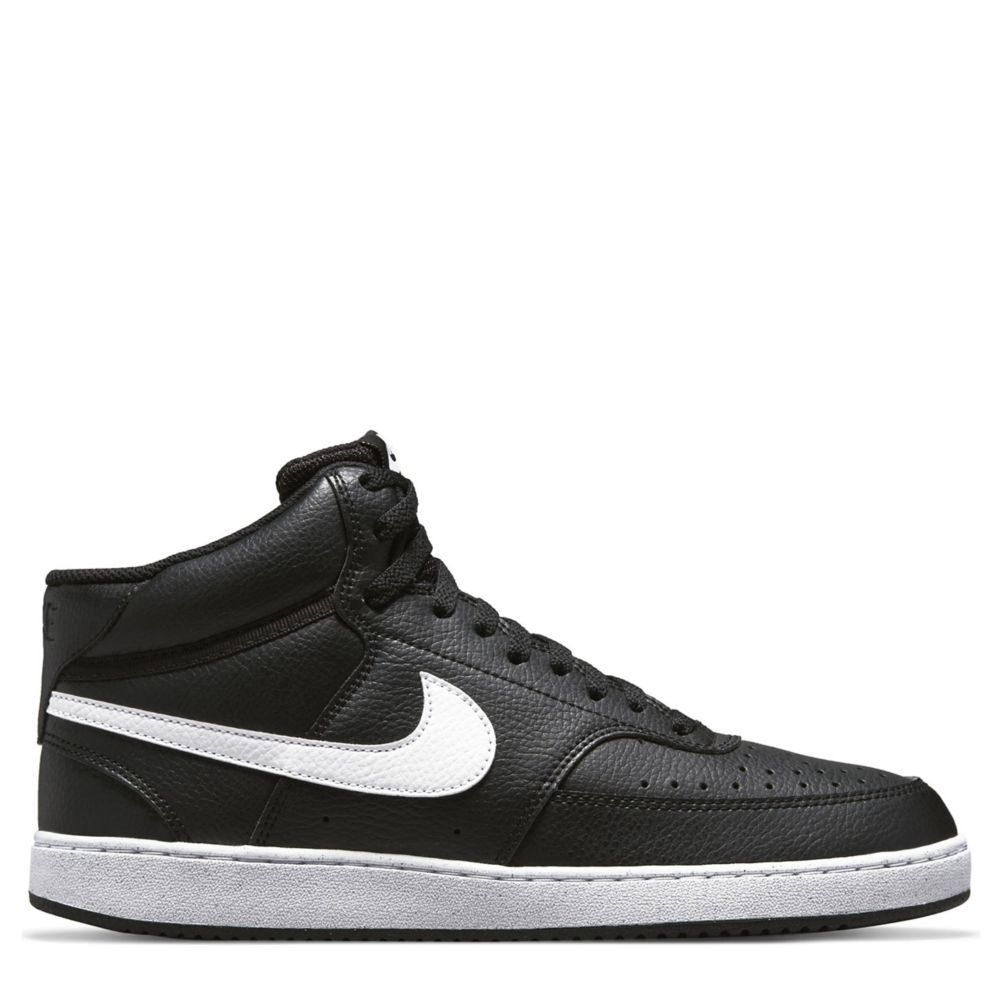 Black Nike Mens Court Vision Mid Sneaker | Black & White | Rack Room Shoes