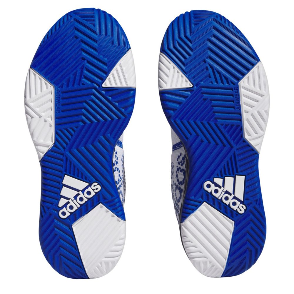 Blue and white sales adidas basketball shoes