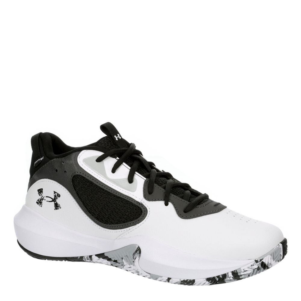 White Under Armour Mens Lockdown 6 Basketball Shoe Rack Room Shoes
