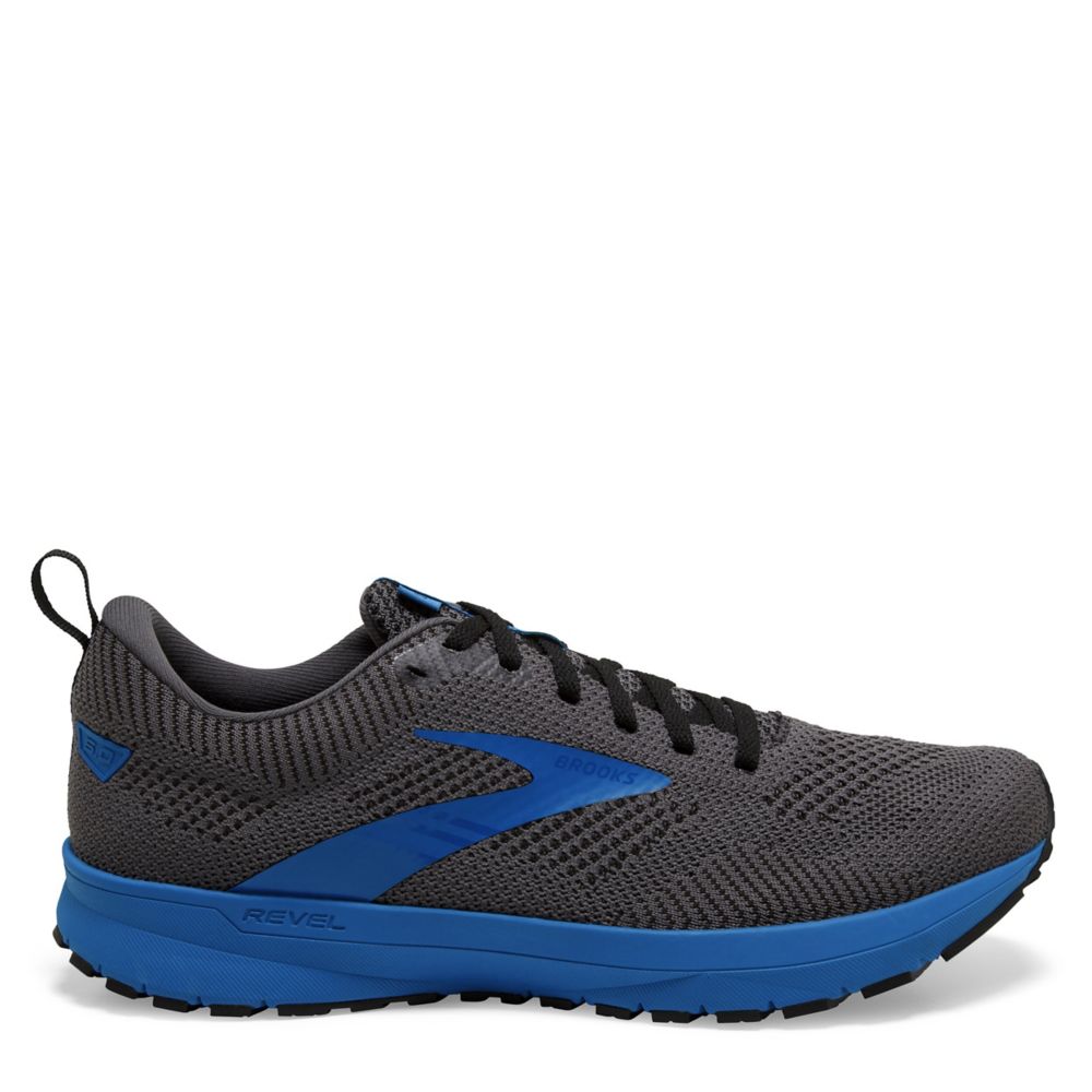  Brooks Men's Revel 5 Neutral Running Shoe - Black/Grey/Blue -  7