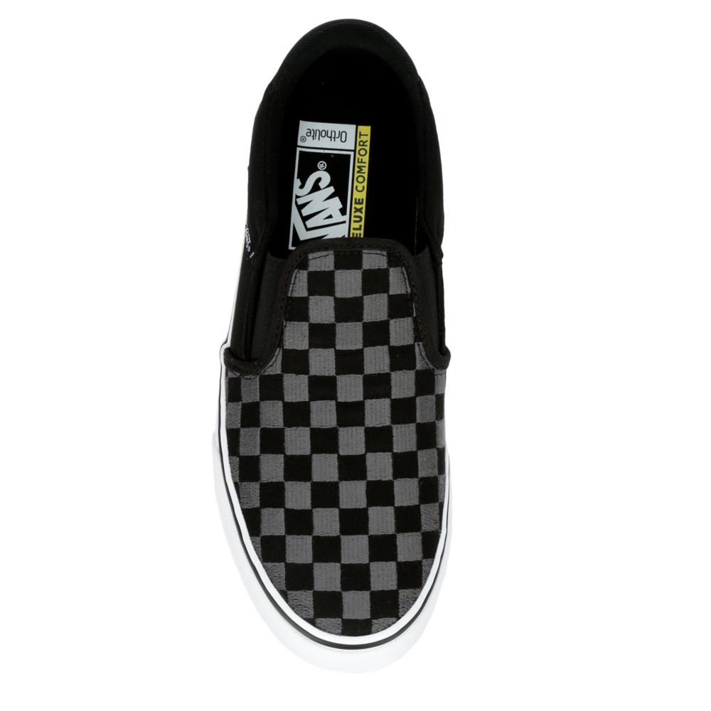 Tênis Vans Asher Deluxe > cinza xadrez slip on >