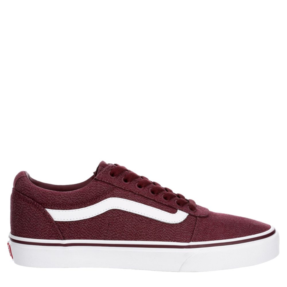 burgundy and white vans