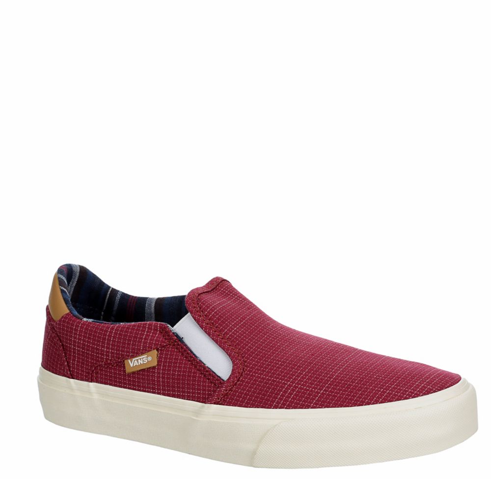 maroon vans womens slip ons