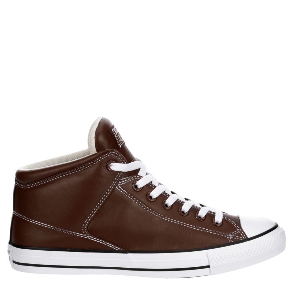 brown leather converse high tops