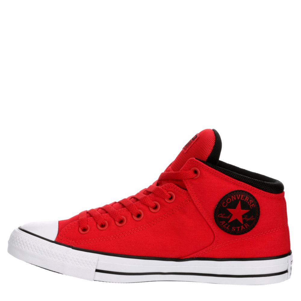 black and red high top sneakers