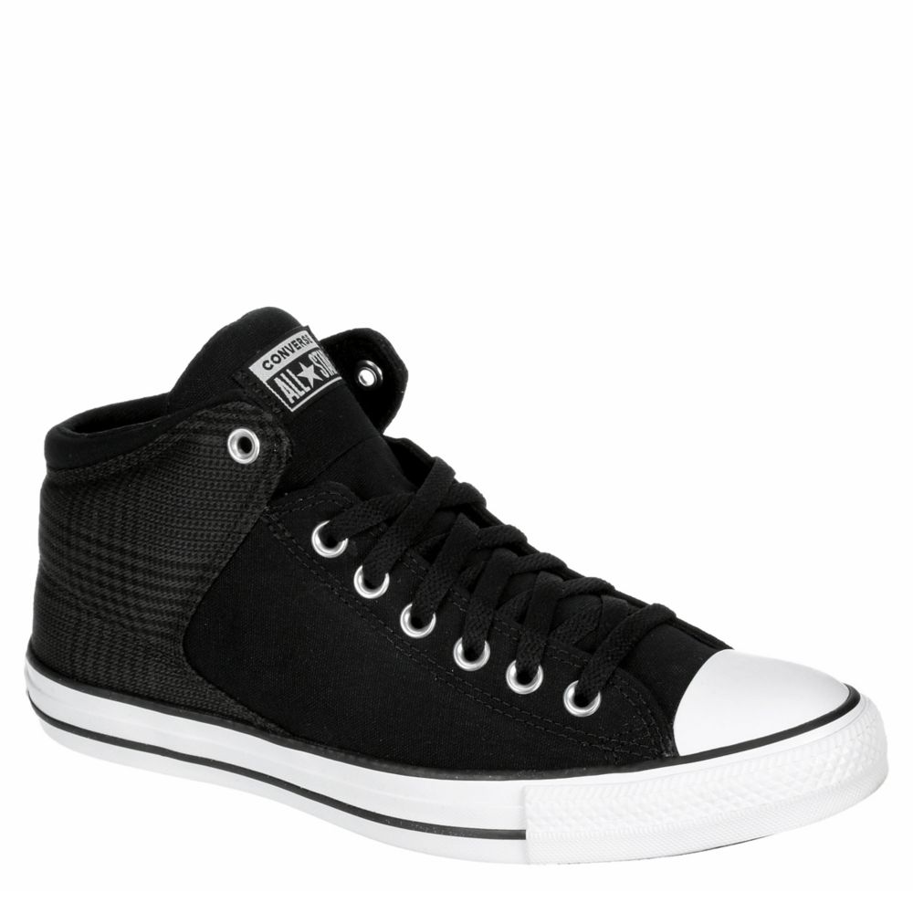 mens black and white high top converse