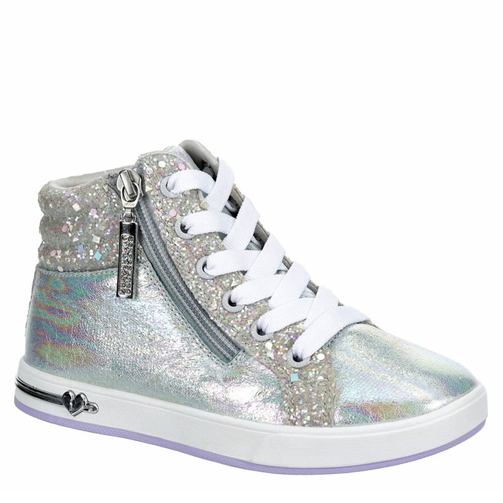 silver high top sneakers