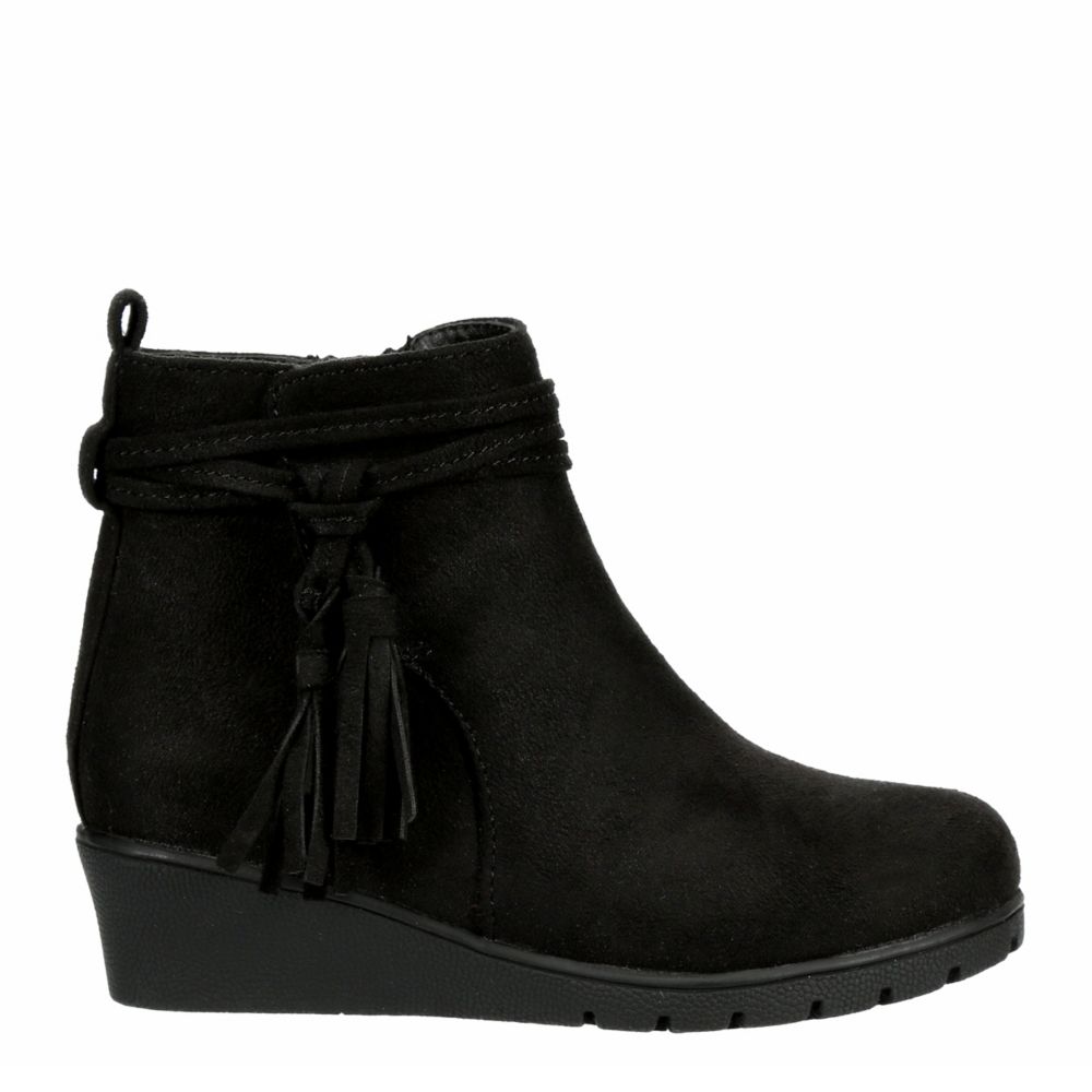 Girls black hot sale wedge booties