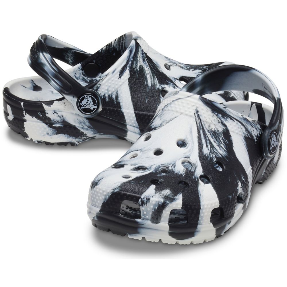 Black Crocs Boys Little big Kid Classic Marble Clog Rack Room Shoes