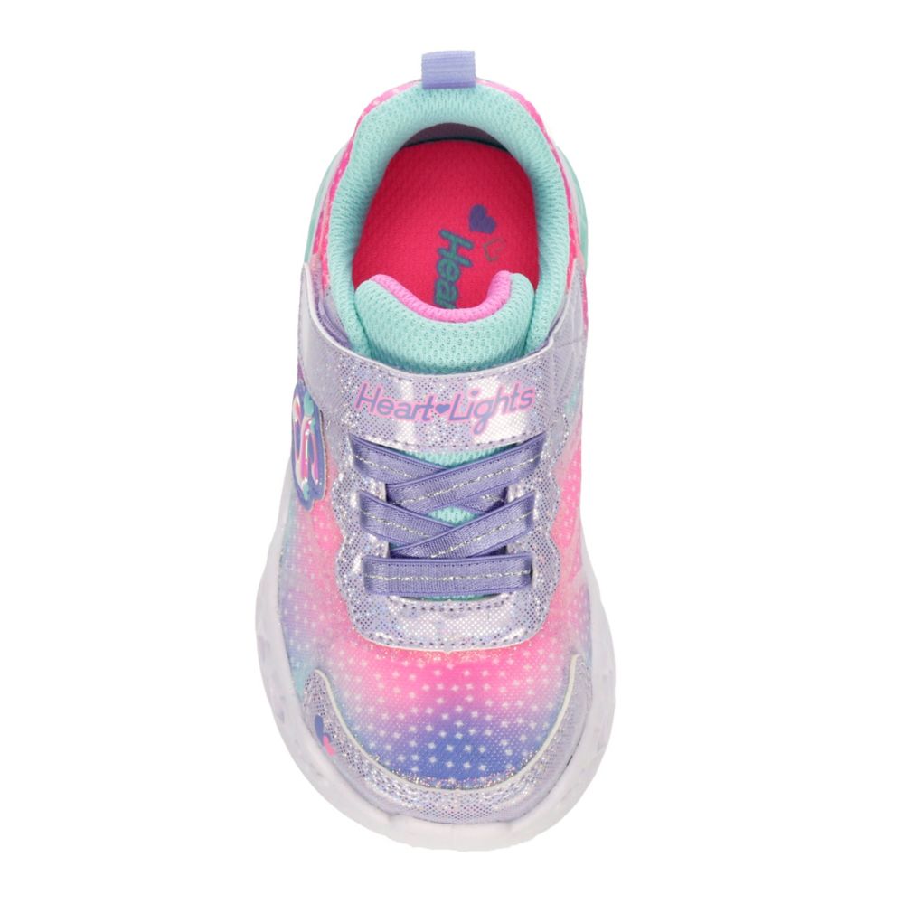 Lilac Skechers Girls Flutter Heart Lights Up Sneaker | Light Up Rack Room Shoes