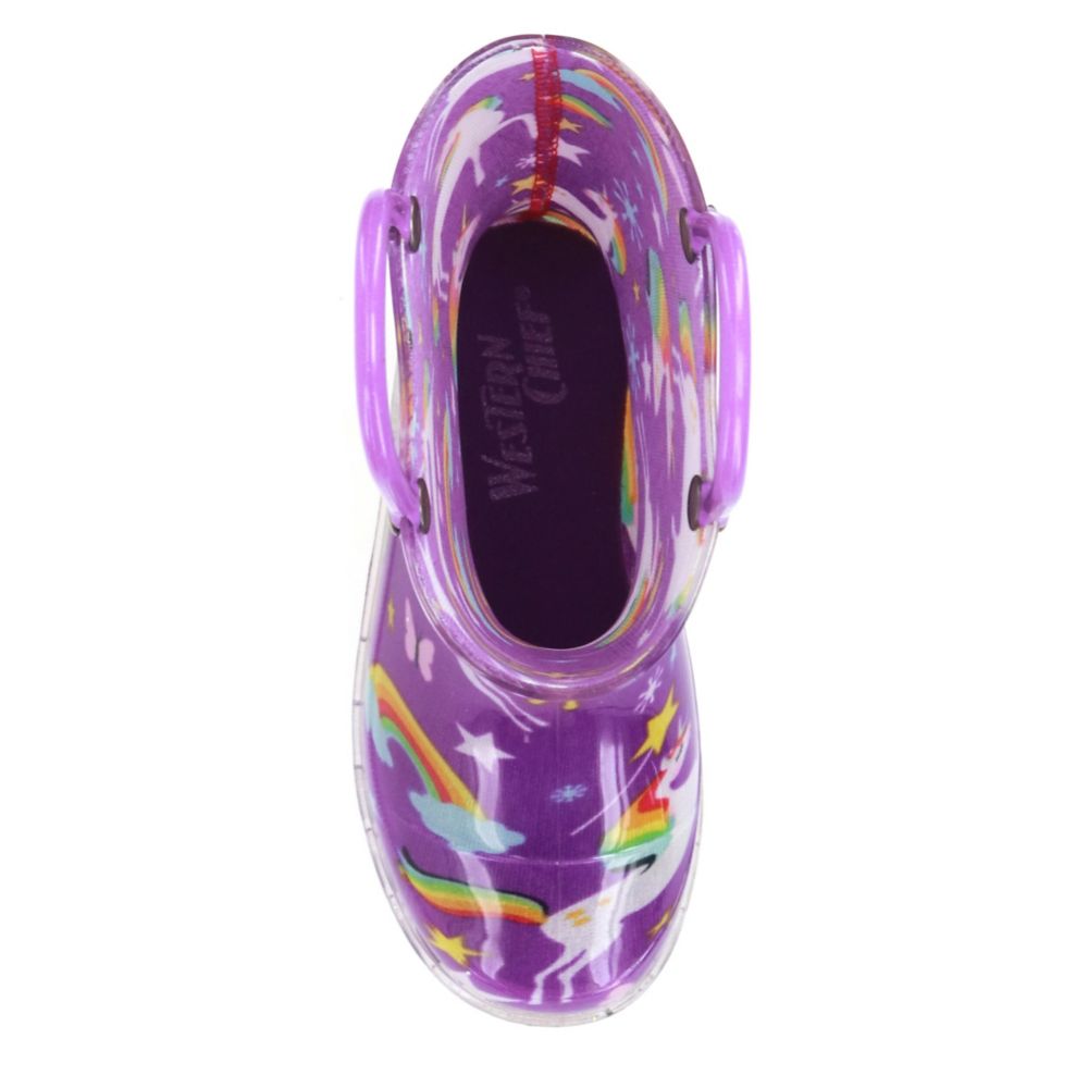 GIRLS TODDLER RAINBOW UNICORN LIGHTED RAIN BOOT