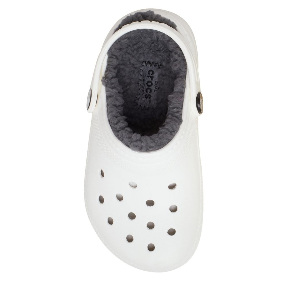 White crocs cheap with grey fur