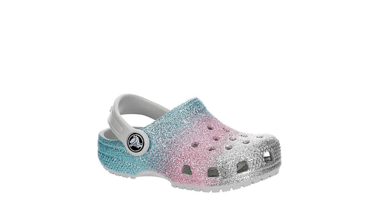 Grey Crocs Girls Toddler Classic Glitter Clog | Infant & Toddler | Rack ...