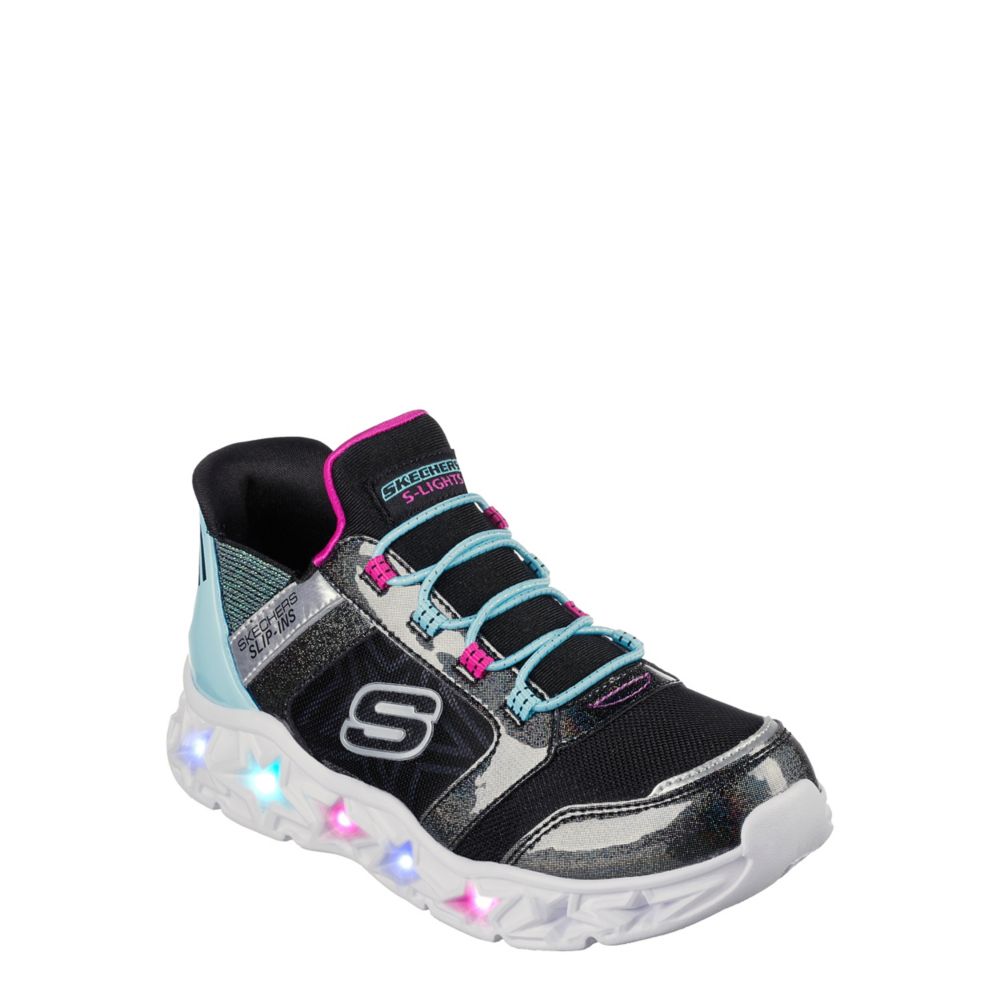 Black Girls Galaxy Lights Slip On Sneaker | Kids | Rack Shoes
