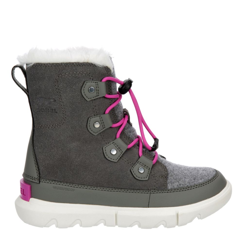 GIRLS LITTLE BIG KID EXPLORER YOUTH LACE SNOW BOOT GREY