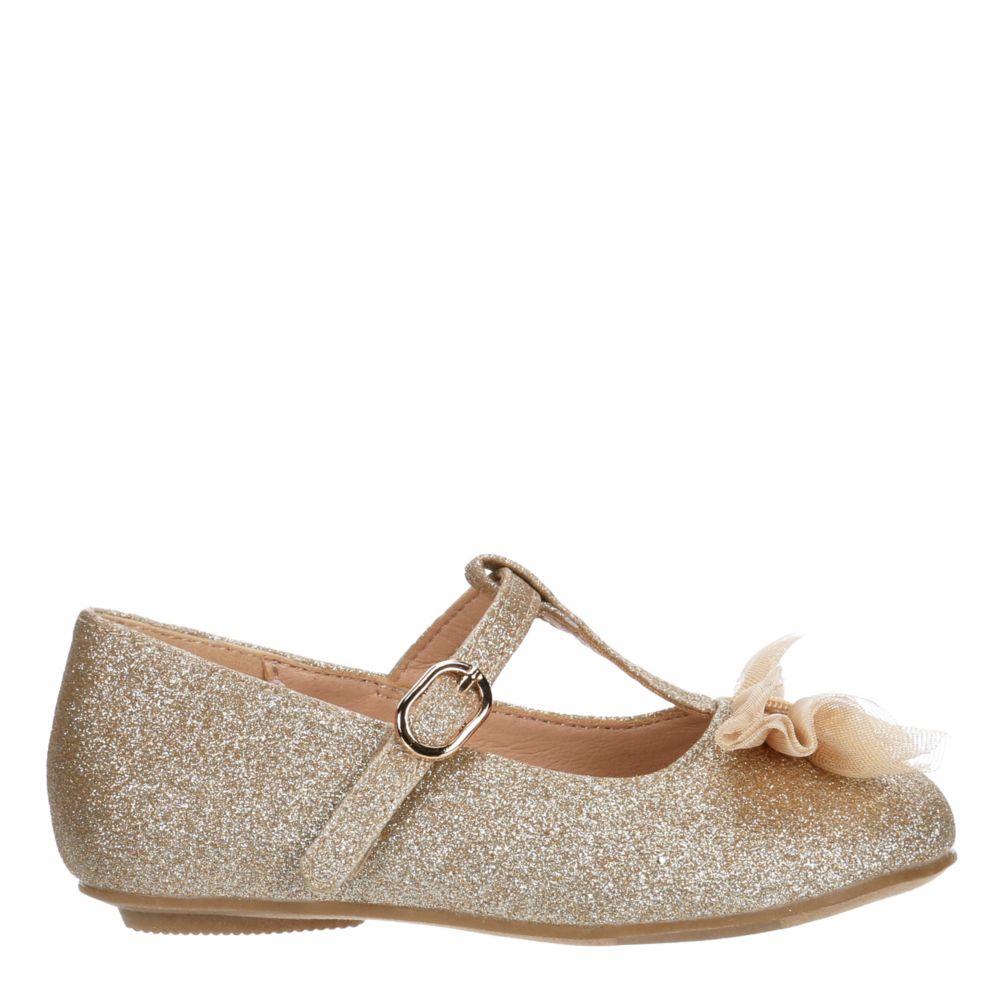 Gold Cupcake Couture Girls Toddler Bowtiful Flat Rack Room Shoes