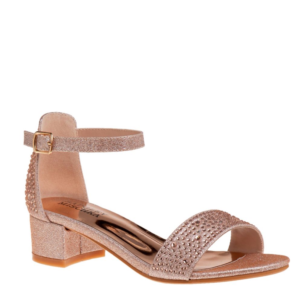 GIRLS LITTLE-BIG KID GLITTERY LOW-HEEL DRESS SANDAL