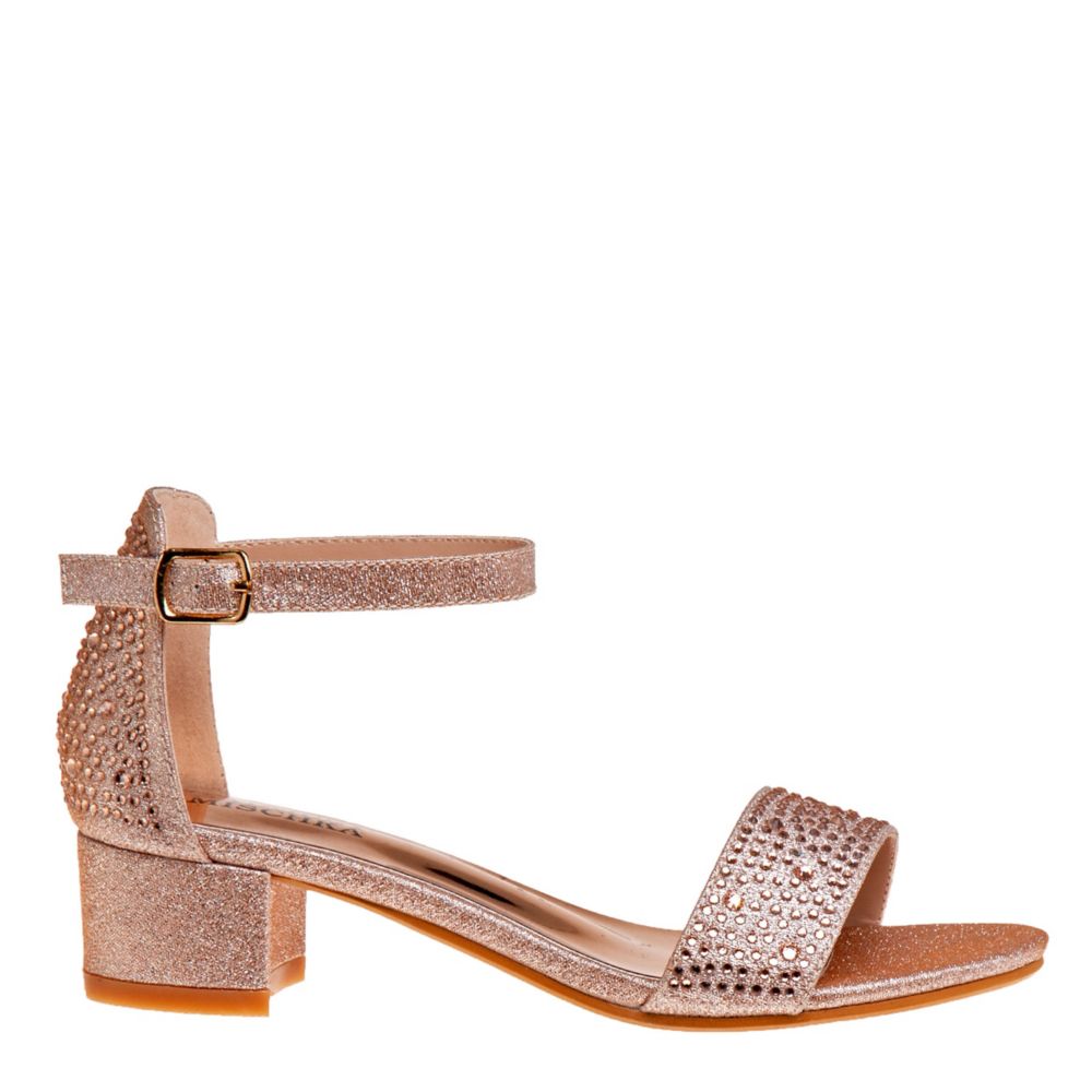 GIRLS LITTLE-BIG KID GLITTERY LOW-HEEL DRESS SANDAL