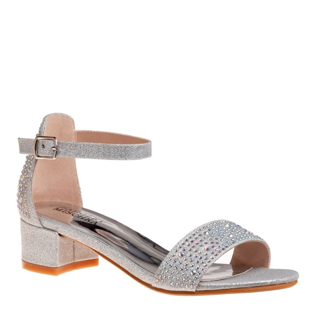 Silver evening clearance sandals low heel