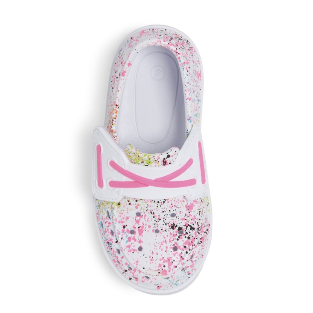 White Sperry Girls Toddler Bahama Float Boat Slip On Sneaker | Velcro ...