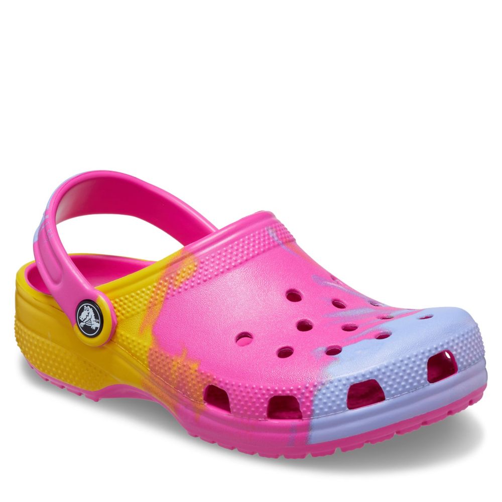 Purple and pink discount crocs