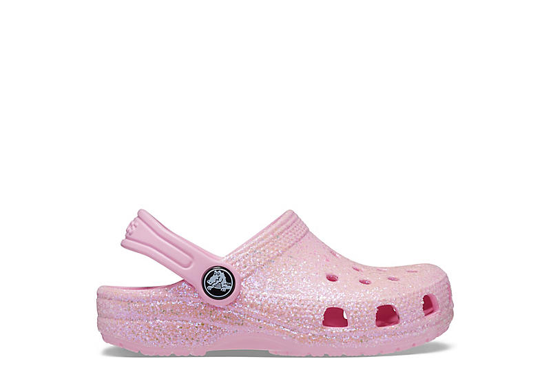 Pink Crocs Girls Toddler Classic Glitter Clog | Casual Shoes | Rack ...