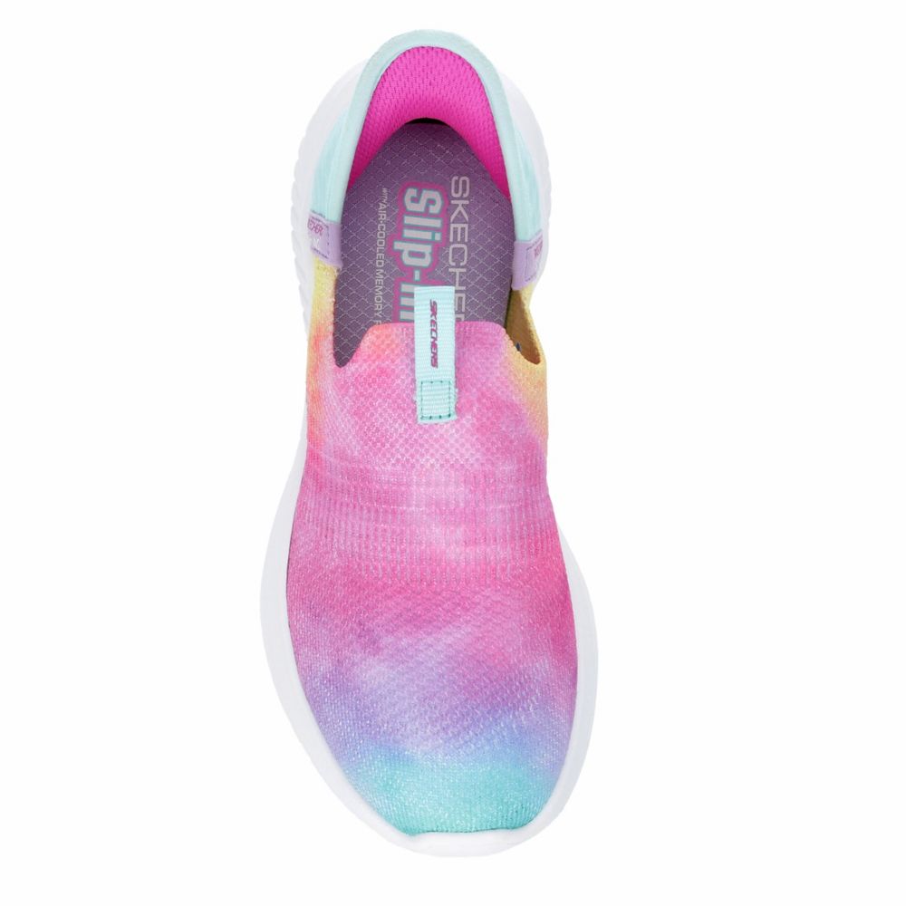 Pink Skechers Girls Little-big Kid Ultra Flex Slip On Sneaker