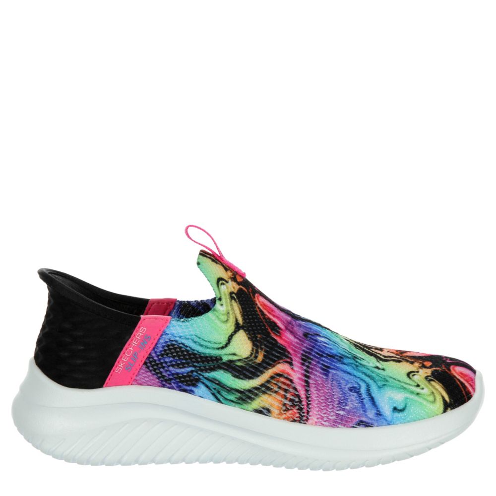 Multicolor Girls Little-big Kid Ultra Flex Slip-in Slip On Sneaker, Skechers