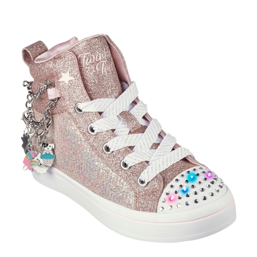 Rose Gold Skechers Girls Little-big Kid Twinkle Toes Light Up Sneaker ...