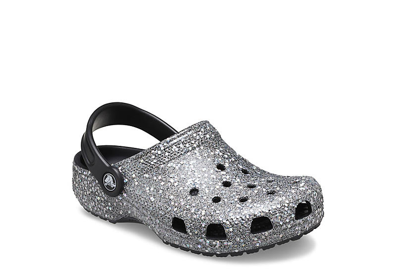 Black Crocs Girls Classic Glitter Clog | Kids | Rack Room Shoes
