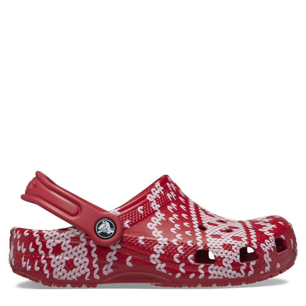 Crocs Kids' Classic Holiday Sweater Clog, Red, C11