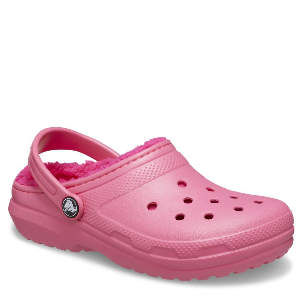 Womens pink hot sale lined crocs