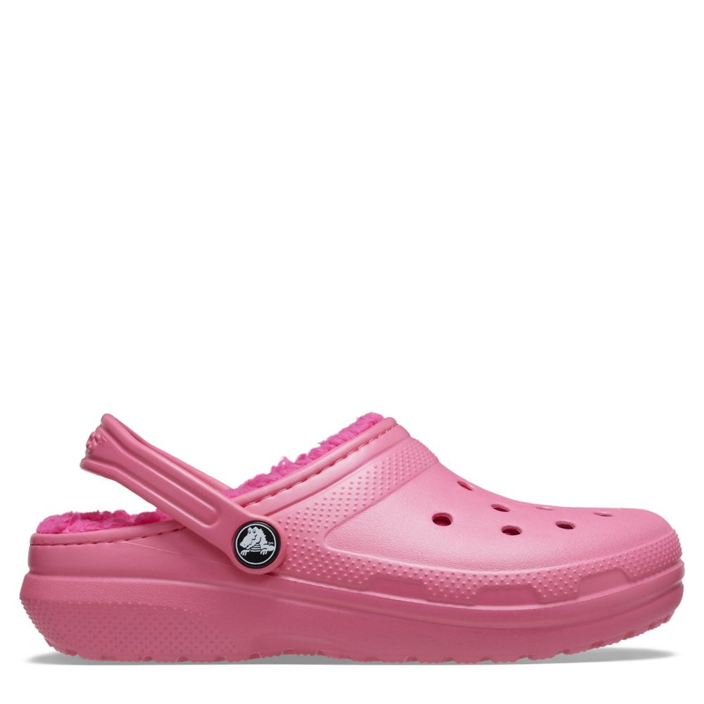 Electric pink best sale fur crocs